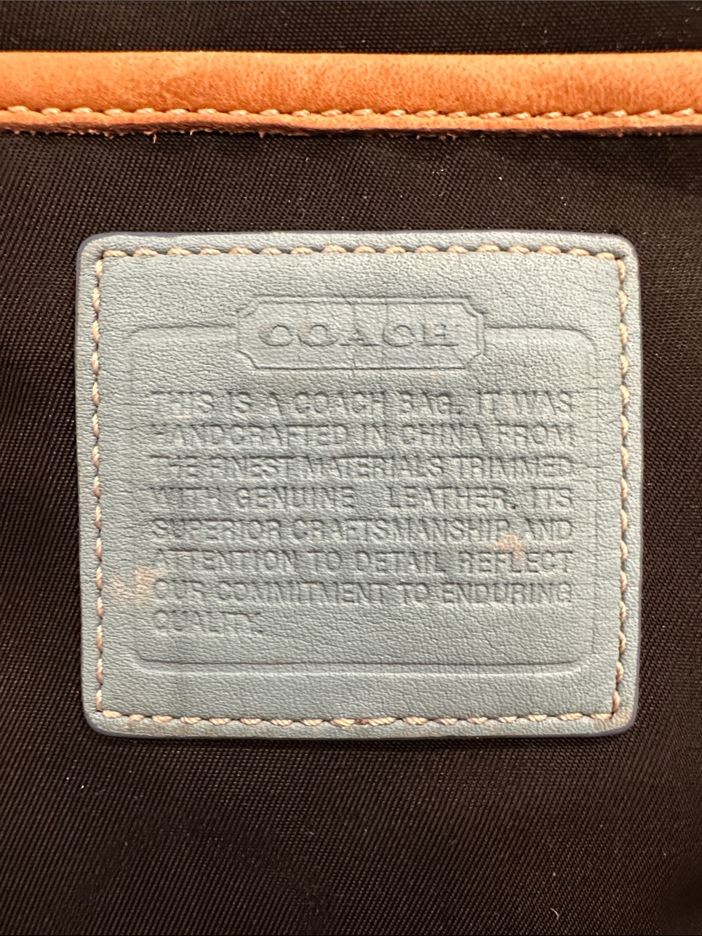 Coach Black Canvas Tote with Blue Accents and Tan Trim - Picture 2 of 15